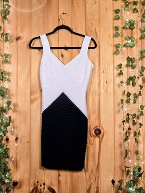 calvin klein white black dress Calvin Klein Black & White Two-Tone Dress